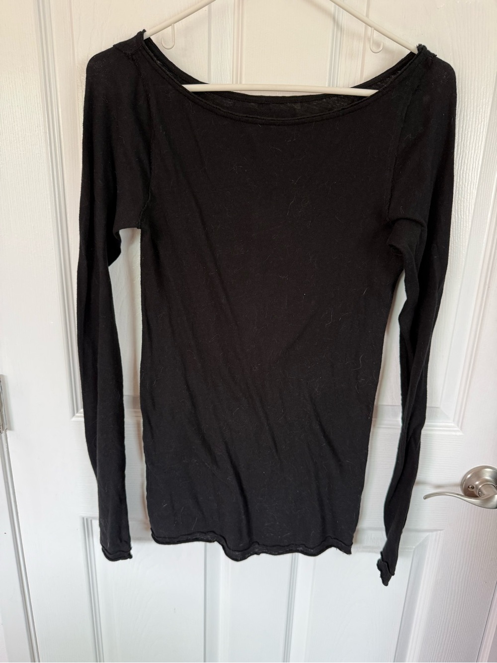 Free People Black Long Sleeve Slim Tee